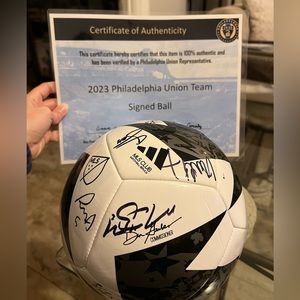 Philadelphia union 2023 soccer ball autographed signed by the players